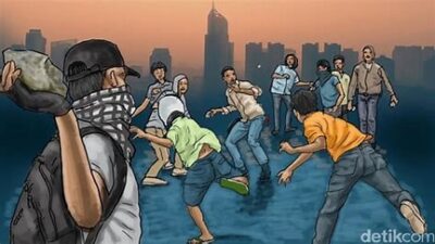 Tawuran dua kelompok remaja