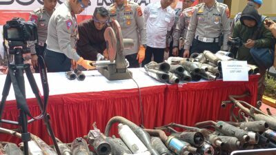 Tegas! Satlantas Polresta Bogor Kota Musnahkan Ribuan Knalpot Brong